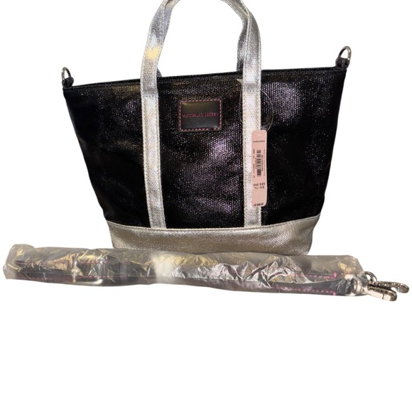 Victoria’s Secret | NWT | Metallic Mini Tote Bag | Black/Silver - Picture 12 of 12